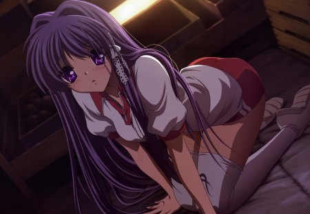 clannad - twin, clannad, long hair, anime, lovely, cute