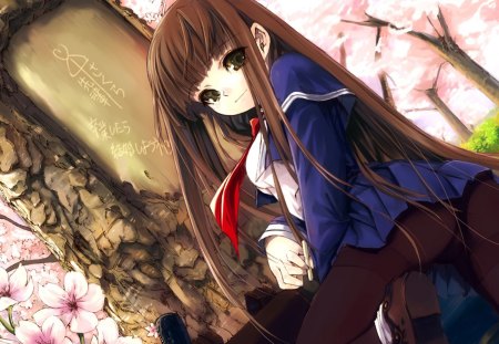 hot school girl - anime, long hair, awesome, hot anime girl, lovely, cute