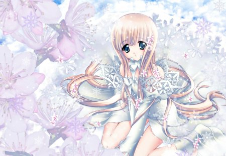 Winter Girl - white, anima girl, snow, winter, anime, cute