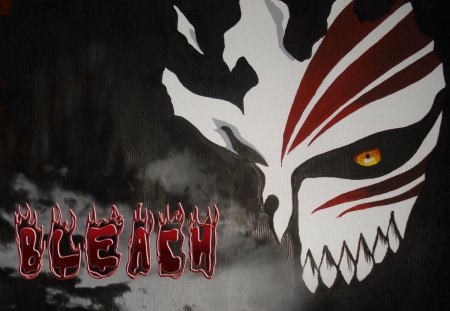 Ichigo's Hollow Mask - hollow mask, yellow eyes, mask, bleach, dark, dark background, anime, gold eyes