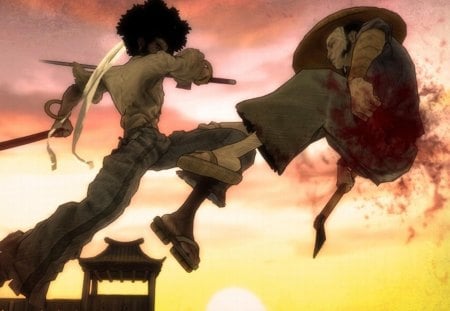 Afro Samurai - sky, afro, fight, battle, afro samurai, weapon, action, anime, sword