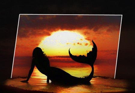 wallpaper siren - digital art, sunset, siren, wallpaper