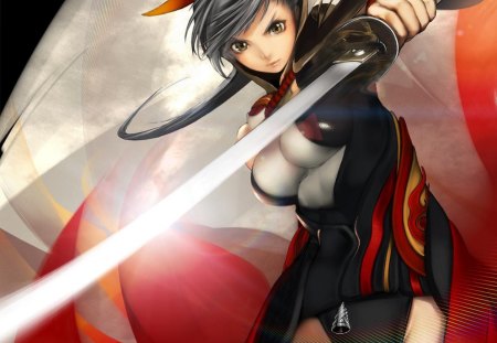 Warrior - pixiv, girl, warrior, katana, sword, orginal