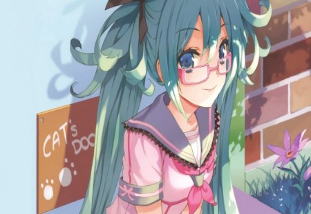 Miku With Glasses... :P - hatsune, girl, glasses, vocaloid, miku, sweet, cute