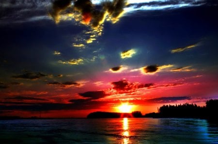 SUNSET COLORS - clouds, horizon, sunset, nature, ocean