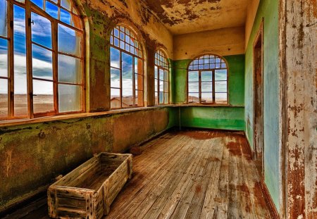 front room of an abandoned house hdr - house, windows, hdr, room, empty