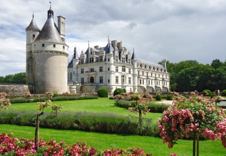 old castle - flowers, garden, old, castle