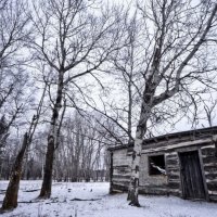 Cabin-Winter scene