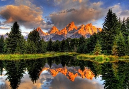 Reflection - lake, reflection, blue, mountain