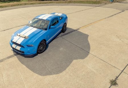 2013 Shelby GT 500 - ford, mustang, blue, white stripes