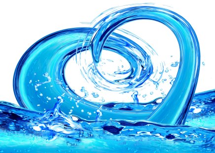 Water heart - water, heart, blue, vector, love, art