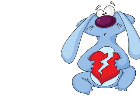 Bunny with a broken heart - heart, heartbroken, cute, love, bunny