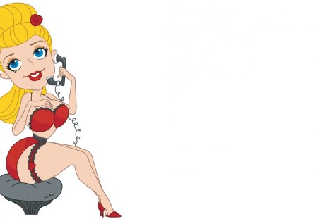 pinup in love - cute, pinup, phone, love, girl