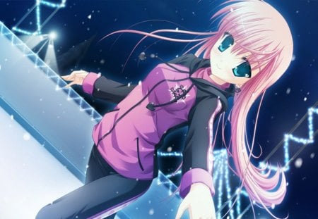 Azuma Yoru - hatsuyuki sakura, purple, pink, black, sport girl, anime, anime girl, azuma yoru