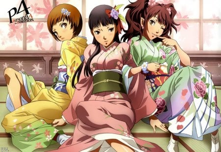 Persona Kimono Squad - beauty, girl, wall, anime, persona 4, squad, new