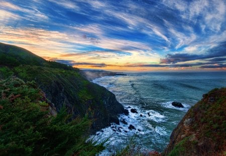 Splendor - amazing, splendor, island, sunrise, view, ocean waves, sky, clouds, beautiful, sea, beauty, lovely, ocean, nature, sunset, waves, peaceful, rocks