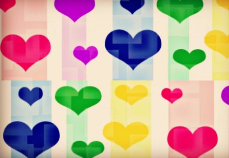 Cubed Hearts - colorful, cubed, hearts, heart