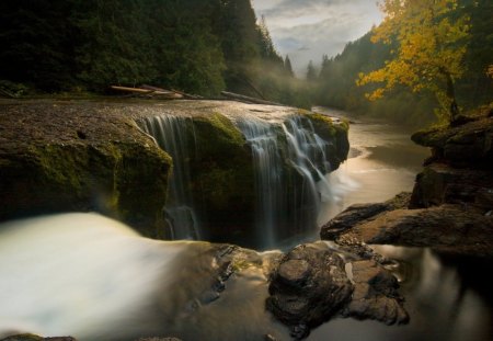 pretty lewis river waterfalls - forest, rocks, falls, river