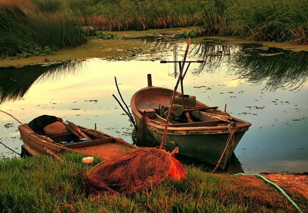 Boats - nature, summer, lake, boats