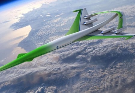 supersonic green - aircraft, light, blue, green