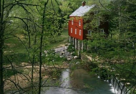 CACHOEIRA - agua, arvores, cachoeira, natureza, casa