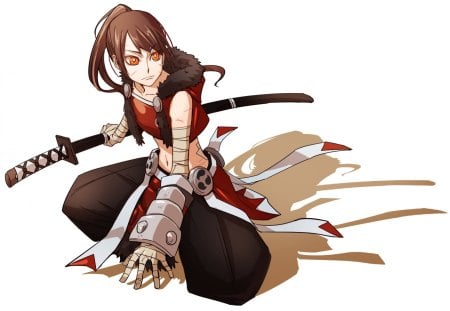 Warrior Girl - warrior, katana, girl, sword, orginal, pixiv