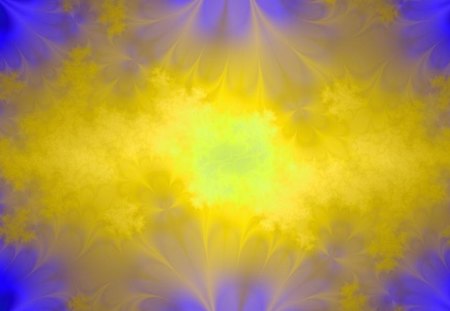 Light Burst - fractal, abstract, yellow, light, blue, burst