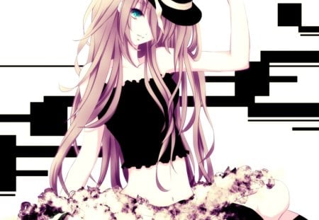 Dream of Love - love, sexy, girl, hat, black, cup, white, pink, anime, cute