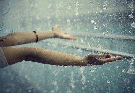 Summer Rain - wet, hands, summer, rain