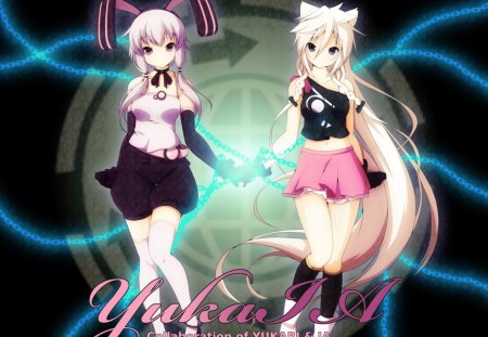 Yuzuki Yukari & IA - yuzuki yukari, ia, skirt, female, anime, girl