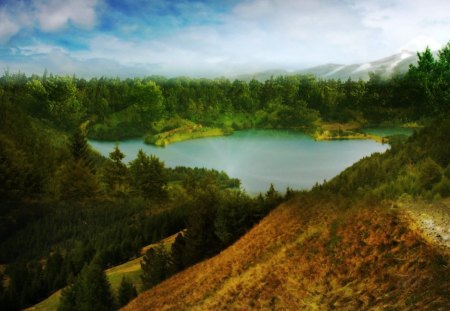 Lovely Place - quiet, lake, trees, peaceful, clear water, mountains