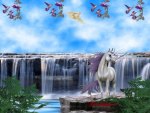 waterfalls and unicorn