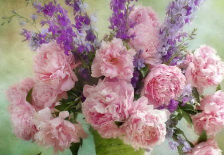 Pink Peonies - flowers, vase, pink, peonies