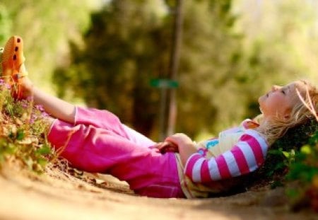 Sleeping Girl - mood, trees, sleep, summer, girl