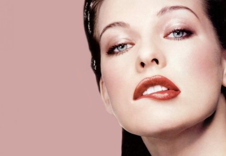 Milla Jovovich - lip, beauty, red, movies, model