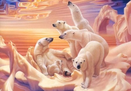 Polar Bears - arctic, snow, polar bears