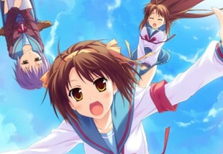 asahina mikuru hinata nao nagato yuki seifuku sky suzumiya haruhi suzumiya haruhi no yuutsu - suzumiya-haruhi-no-yuutsu, asahina-mikuru-hinata-nao-nagato-yuki-seifuku-sky-suzumiya-haruh