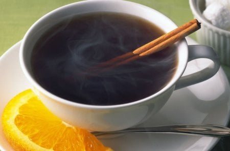 Cup of tea - cinnamon, tea, orange, slice, sugar, cup