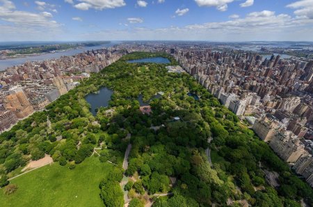 wonderful view of central park nyc - view, panorama, clouds, river, city, park, rivers