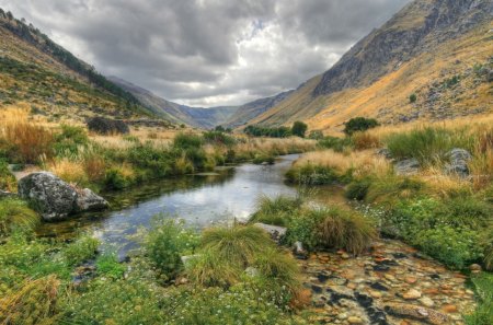 beautiful river valley in portugal - mountains, valley, clouds, river