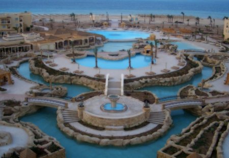 gorgeous resort in soma bay egypt - pools, desert, resort, bridges