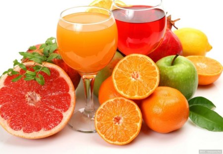 RISE AND SHINE - citrus, grapefruit, still life, apples, oranges, fruit, juice, food, drinks