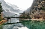 mountain lake bridge