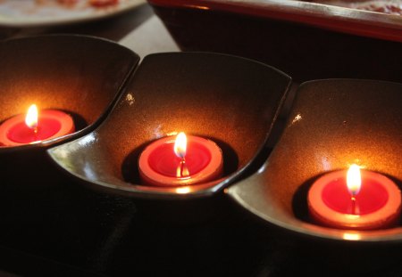 Live Light♥ - warmth, forever, brown, fashion, live, entertainment, love, light, three, red, candles, candleholders