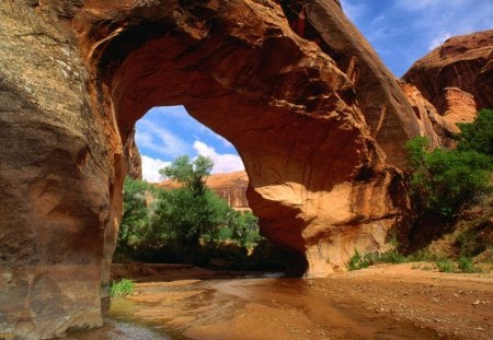 rock arch in the grand canyon - stream, arch, rock, canyon