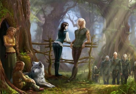 Elf & Archers - elf, fantasy, art, archer