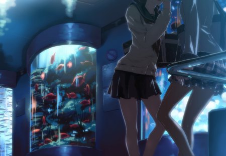 Moe - school uniform, skirt, sexy, girl, tank, anime, fish, babes