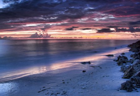 gorgeous sundown seascape - beach, sunset, sea, clouds