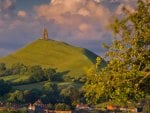 glastonbury castle and town england