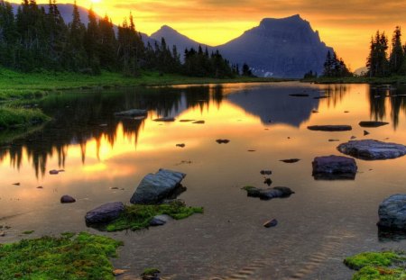 gorgeous mirror lake - lake, forest, mountain, reflection, rocks